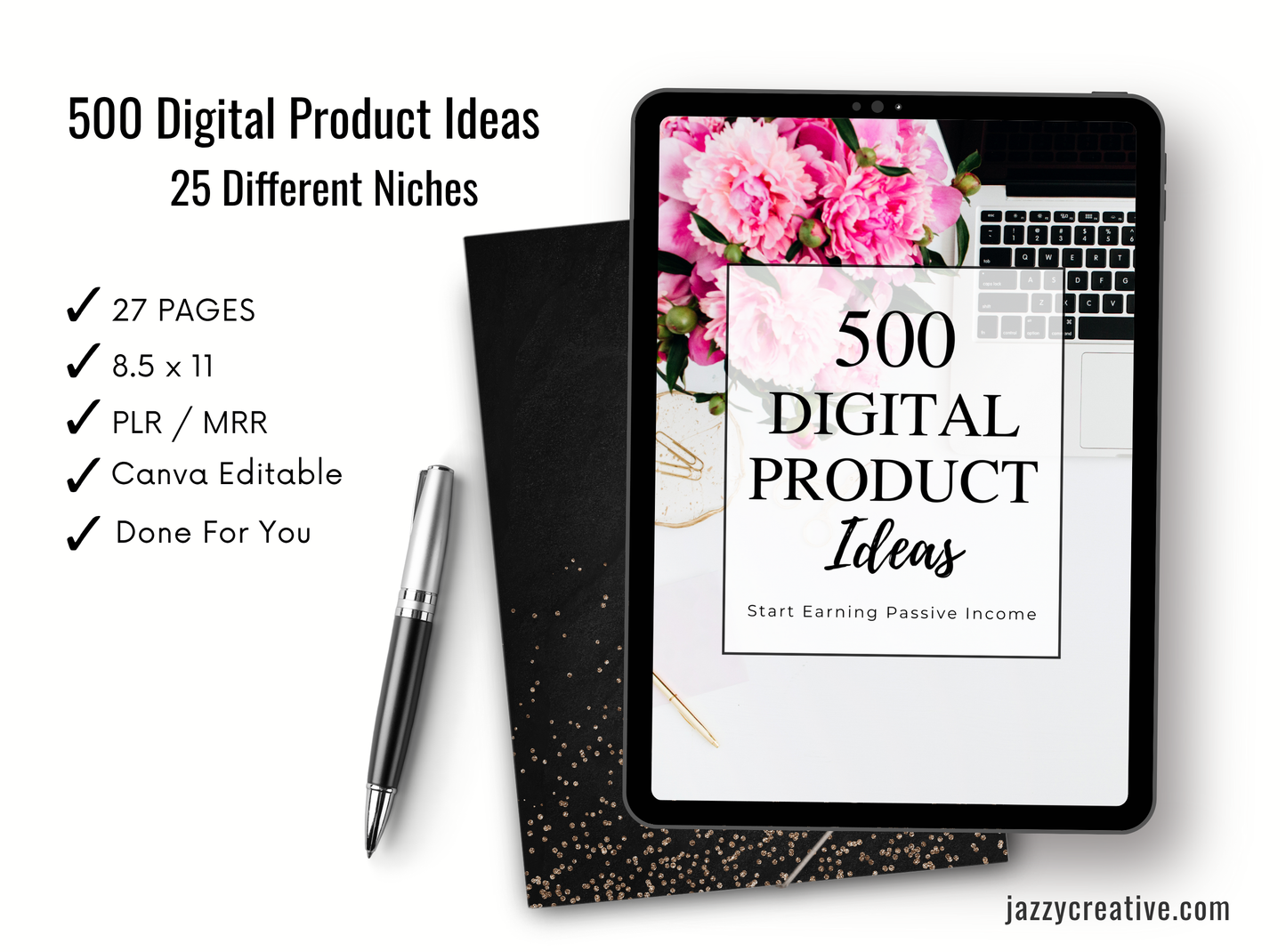 500 Digital Product Ideas, PLR, MRR, Master Resell Rights, Edit In Canva