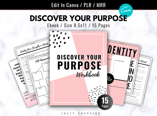 Discover Your Purpose Workbook/Ebook, 15 Pages, Size 8.5x11, PLR, MRR